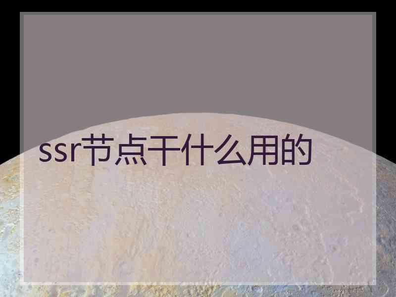 ssr节点干什么用的