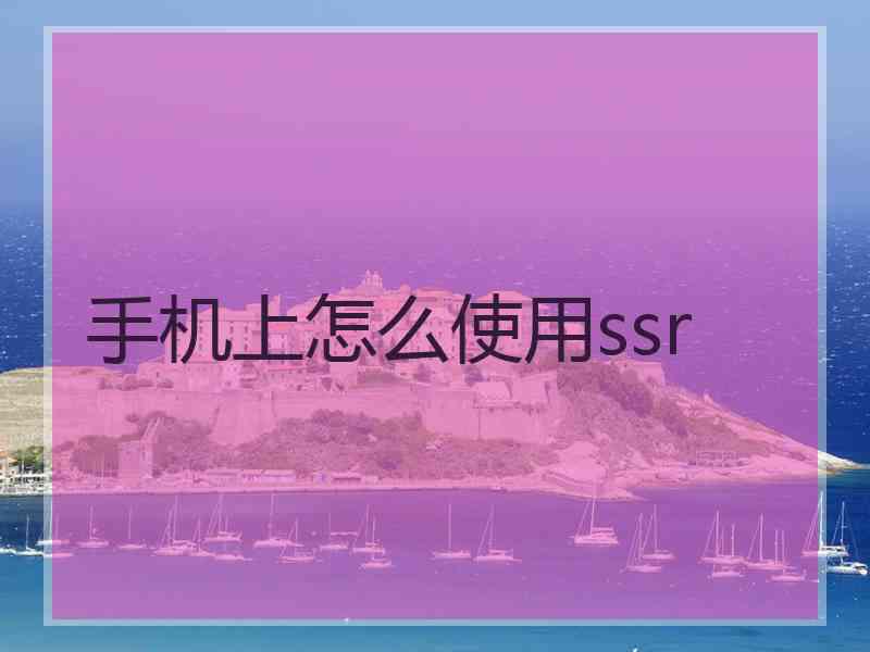 手机上怎么使用ssr